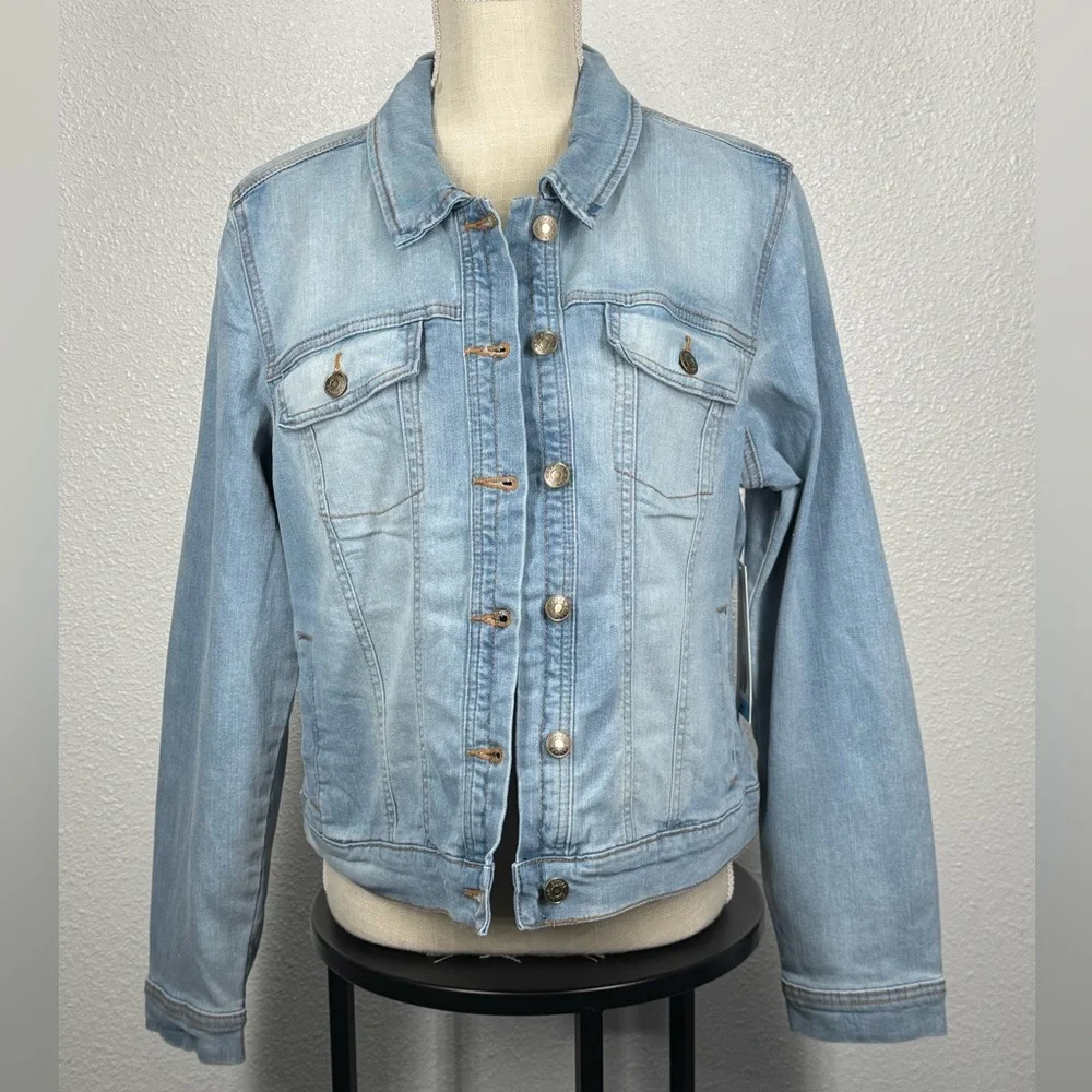 Social Standard by Sanctuary Light Wash Button Up Denim Jean Jacket Large - Picture 1 of 9